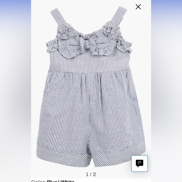 NWOT Pippa & Julie Navy & White Stripe Bow Front Romper Size 18 months - Picture 1 of 8